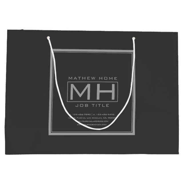 Handsome Grey & Dark Grey Professional Large Gift Bag (Back)