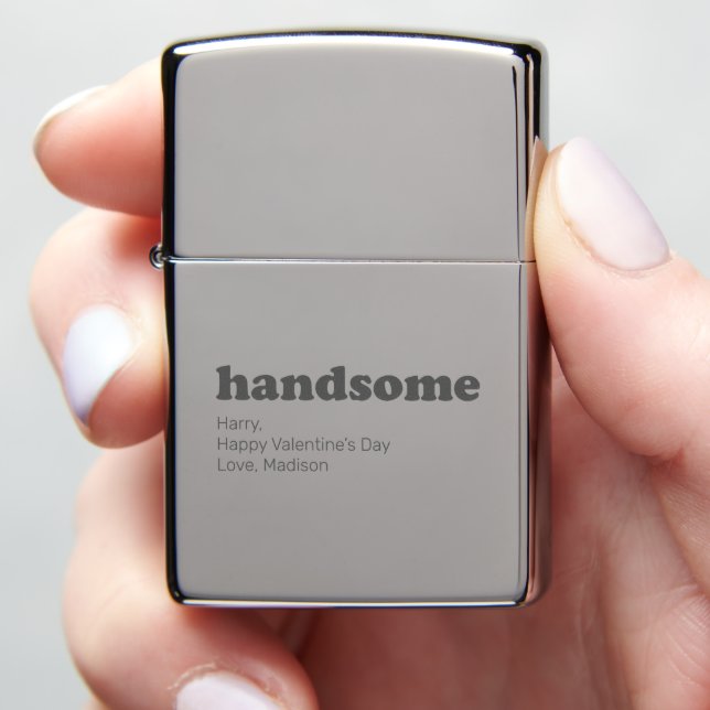 Handsome grey modern typography custom message zippo lighter (In Hand)