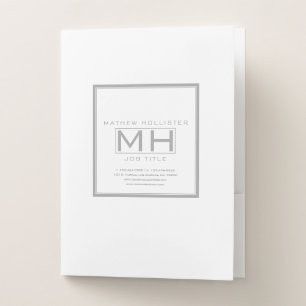 Handsome Grey & White (w/info) Professional Pocket Folder