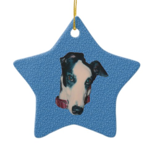 Handsome Greyhound Face Dog Ornament