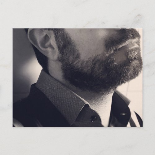 Handsome guy with beard and mouth postcard