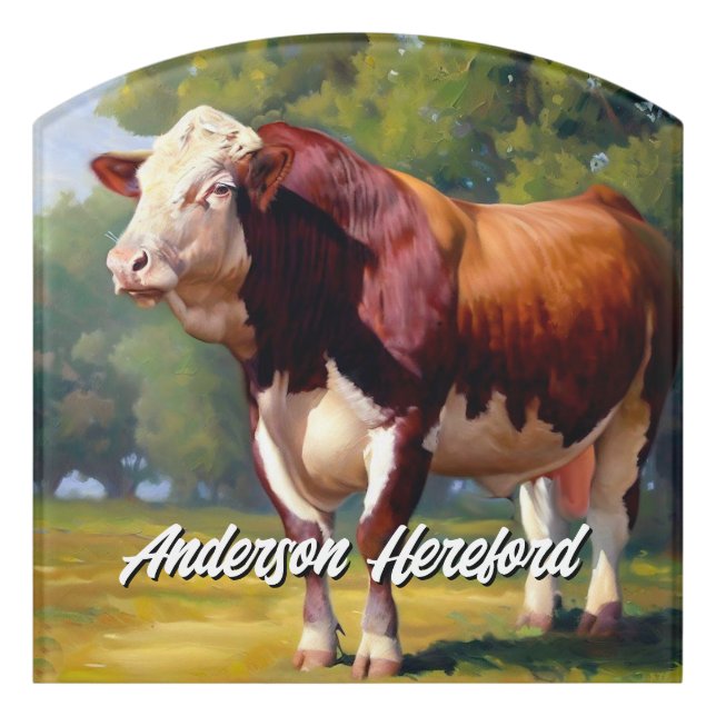 Handsome Hereford Bull Door Sign (Contour Front)
