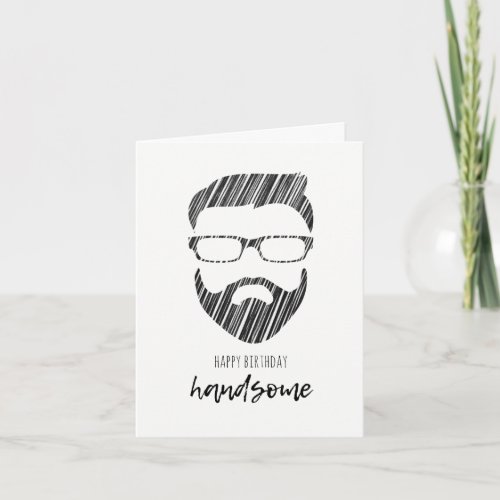 Handsome Hipster Happy Birthday Card