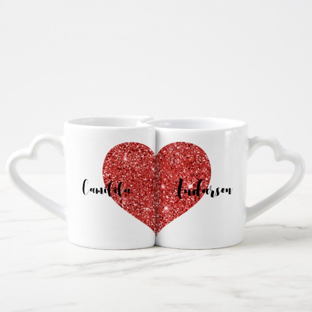 Handsome his and hers heart  coffee mug set (Back Nesting)