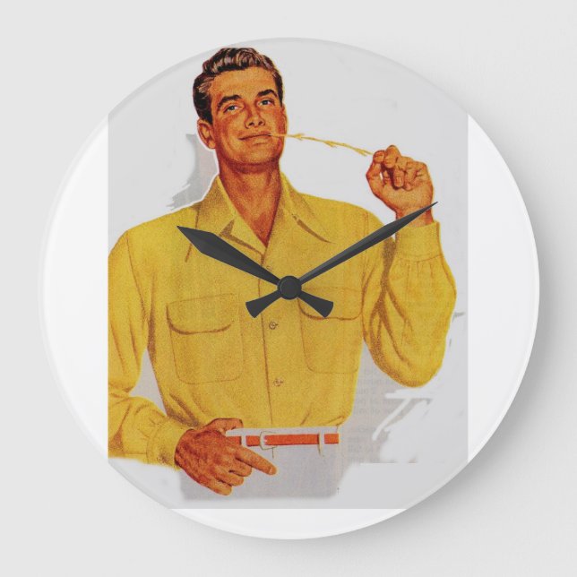 handsome hunky hayseed large clock (Front)