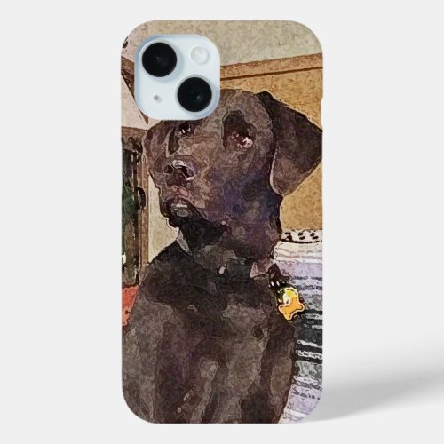 Handsome Labrador Retriever Textured Art Profile iPhone 15 Case
