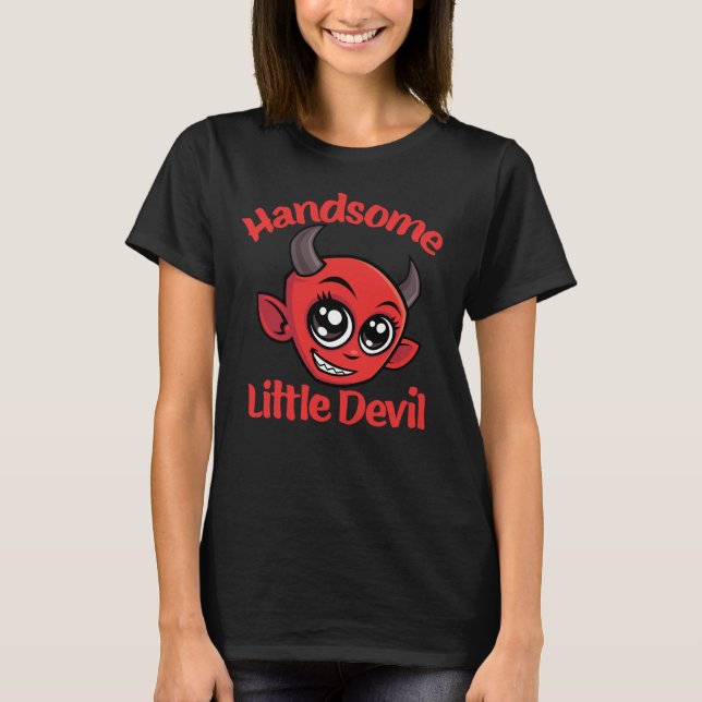 Handsome Little Devil Baby Cartoon Character T-Shirt (Front)
