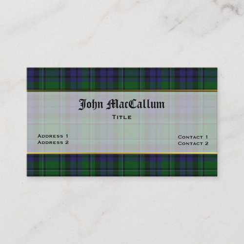 Handsome MacCallum Plaid Custom Business Card