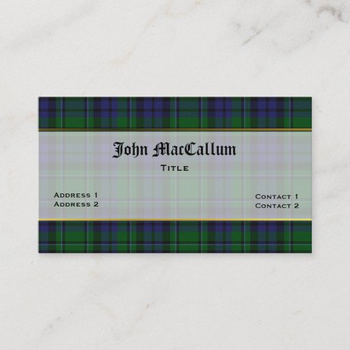 Customizable Handsome MacCallum Plaid Custom Business Card