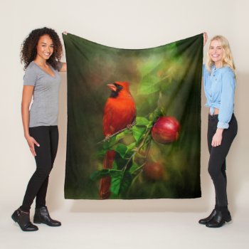 Handsome Male Cardinal Fleece Blanket by Kathys_Gallery at Zazzle