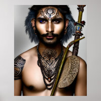 Handsome Male Druid Colorful Poster Gift