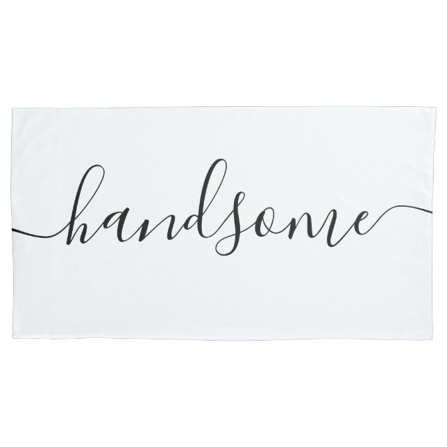 Handsome Male NAME White Black Script Pillow Case (Front)