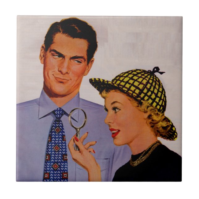 handsome man and wife Mrs. Arlene Sherlock Holmes Ceramic Tile (Front)