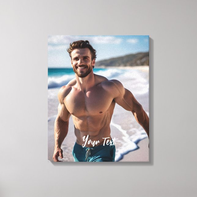 Handsome Man on a Beach Canvas Print (Front)