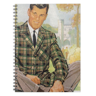 handsome man relaxing in plaid notebook