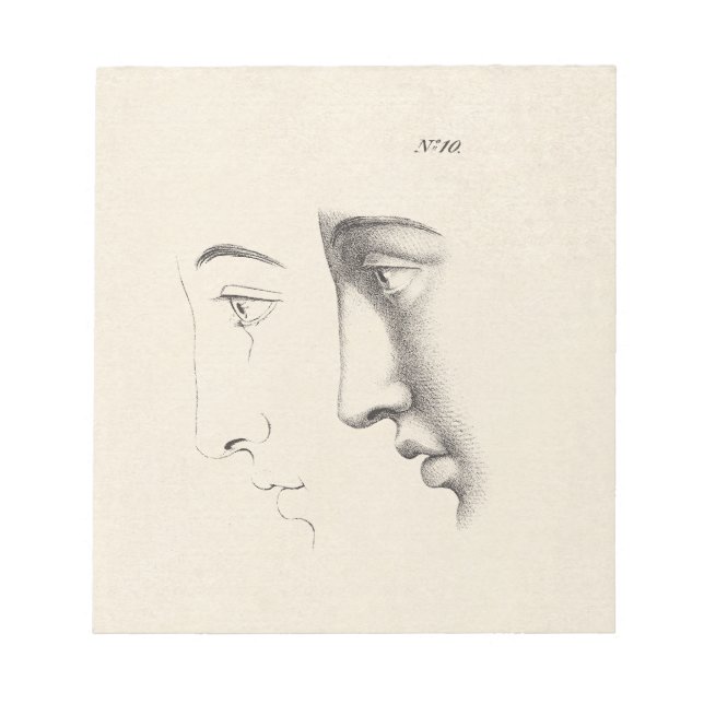 Handsome Man's Profile Antique French Engraving Notepad (Front)