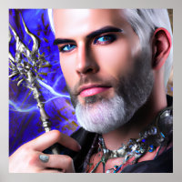 Handsome Mature Male Mage Colorful Poster Gift