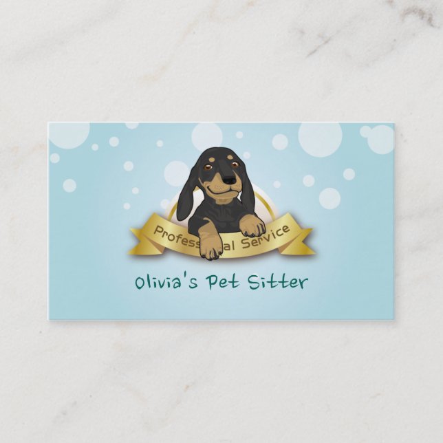 Handsome Mix Dog Blue Pet Sitting Service Business Card (Front)