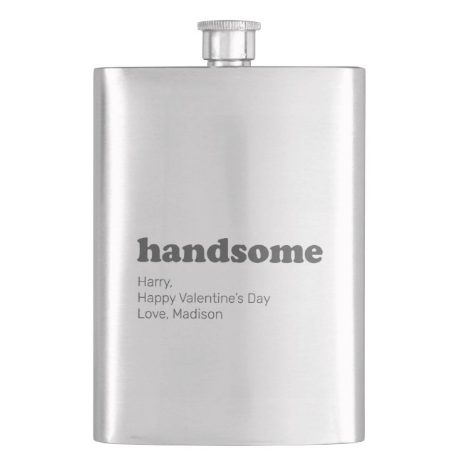Handsome modern typography with custom message flask (Front)