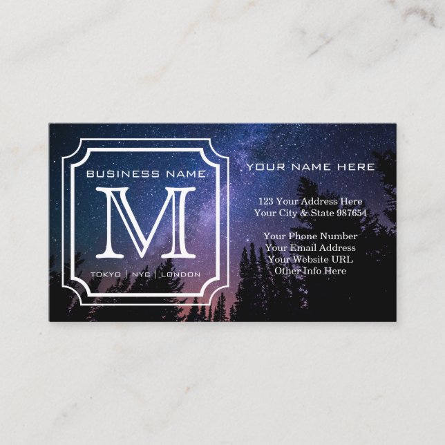 Handsome Monogram Beautiful Landscape Photo Simple Business Card (Front)