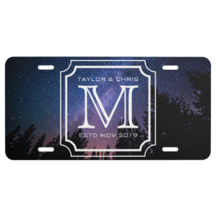 Handsome Monogram Beautiful Landscape Photo Simple License Plate