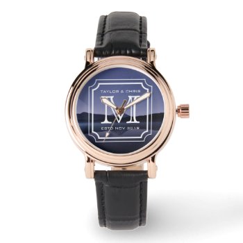 Handsome Monogram Beautiful Landscape Photo Simple Watch by BCMonogramMe at Zazzle