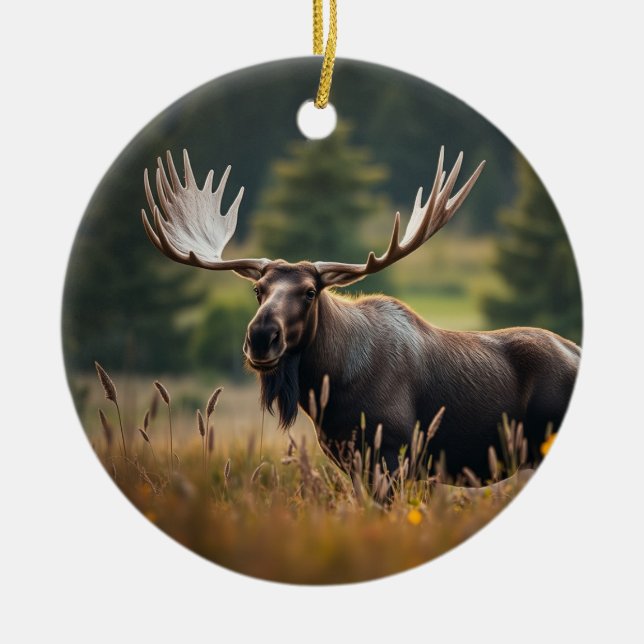 Handsome Moose Ceramic Ornament (Front)