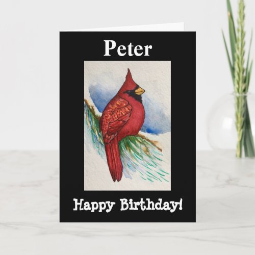Handsome Northern Cardinal Birthday Bold Bird Card