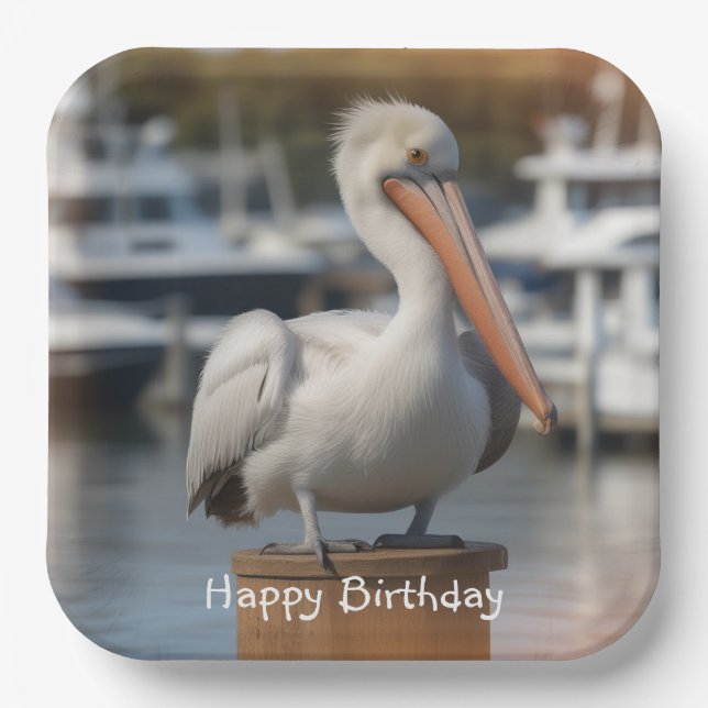 Handsome Pelican Paper Plates (Front)