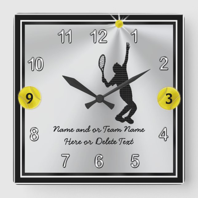 Handsome Personalized Tennis Clocks for Men, Boys (Front)