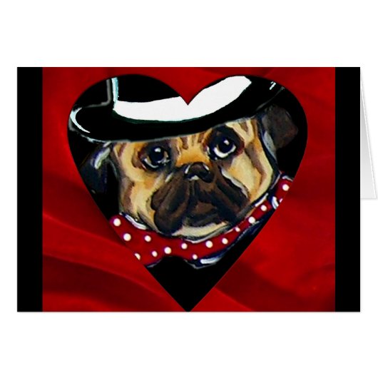 Handsome Pug Valentine Cards (Front Horizontal)