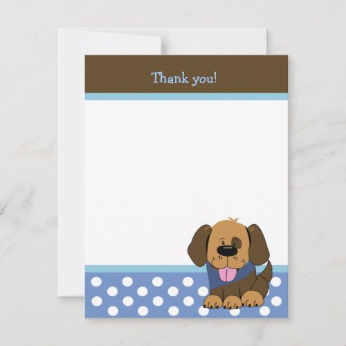 HANDSOME PUPPY 4x5 Flat Thank you note Personalized Announcement