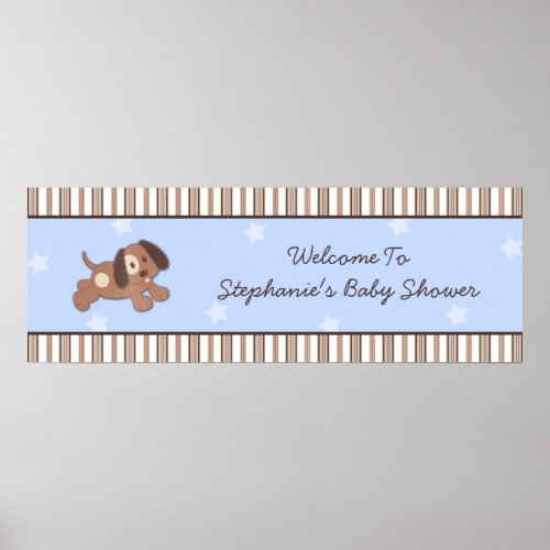 Handsome Puppy Baby Shower Banner Poster
