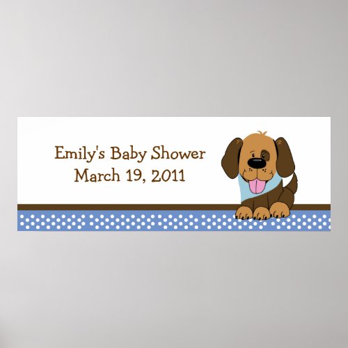 Handsome Puppy Baby Shower   Birthday Banner Poster