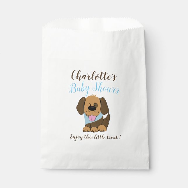 Handsome Puppy Dog Baby Shower Party Favor Bags (Front)