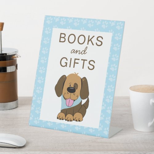 Handsome Puppy Dog Shower Books and Gifts  Pedestal Sign