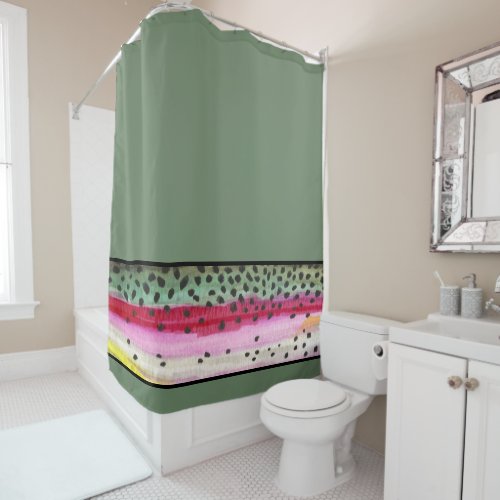 Handsome Rainbow Trout Anglers Shower Curtain
