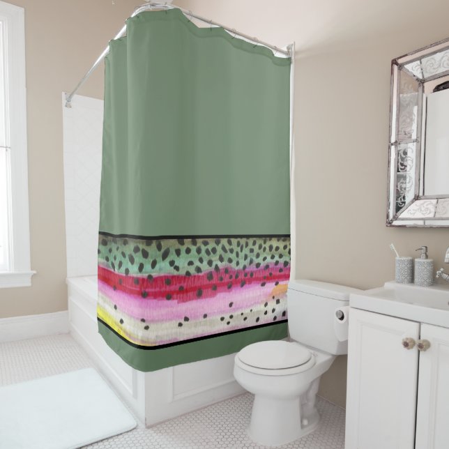 Handsome Rainbow Trout Angler's Shower Curtain (In Situ)