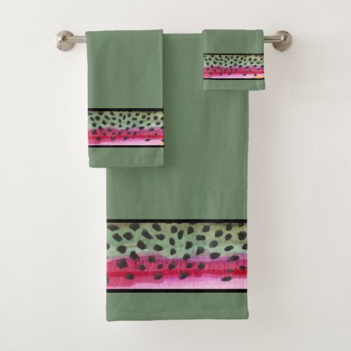 Handsome Rainbow Trout Fly Fishing Bath Towel Set