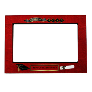 Handsome Red, Black, & Gold Tone Graduation Photo Magnetic Frame