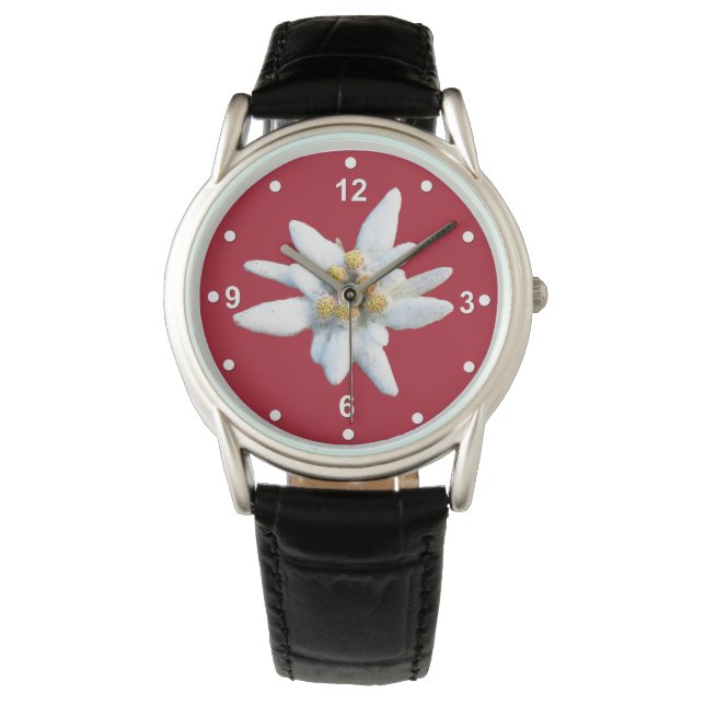 Handsome Red Dail with White Edelweiss Bloom Watch (Front)