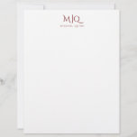 Handsome Red Monogram Decorative Initials Name  Letterhead<br><div class="desc">Simple red initials and name guys monogrammed stationery. Decorative type.</div>