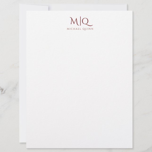 Handsome Red Monogram Decorative Initials Name  Letterhead (Front)
