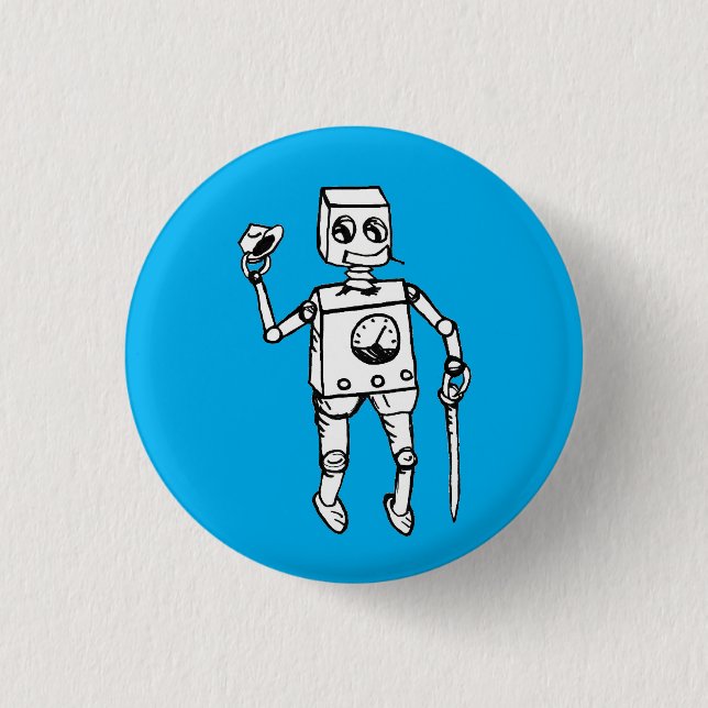 Handsome Robot by Fred Wilder on Blue Button (Front)