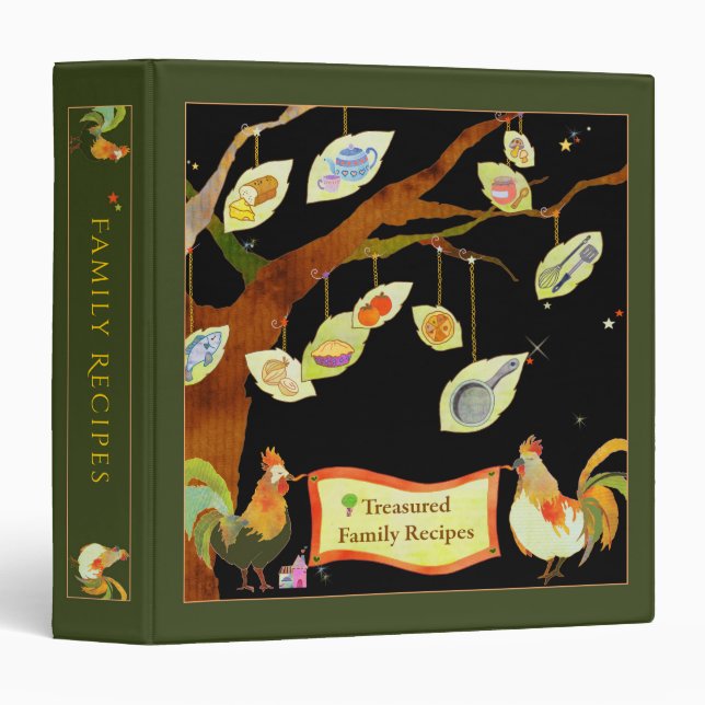 Handsome Roosters Holiday Family Recipe Binder (Front/Spine)