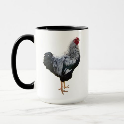 Handsome Silver Penciled Wyandotte Rooster Mug