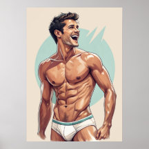 Handsome Smiling Man in Vintage Pin-up Style