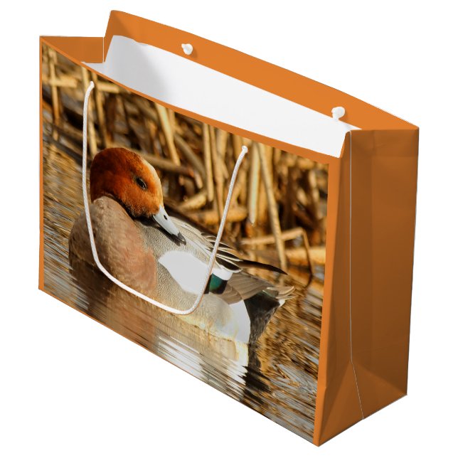 Handsome Stranger in Town Eurasian Wigeon Large Gift Bag (Front Angled)
