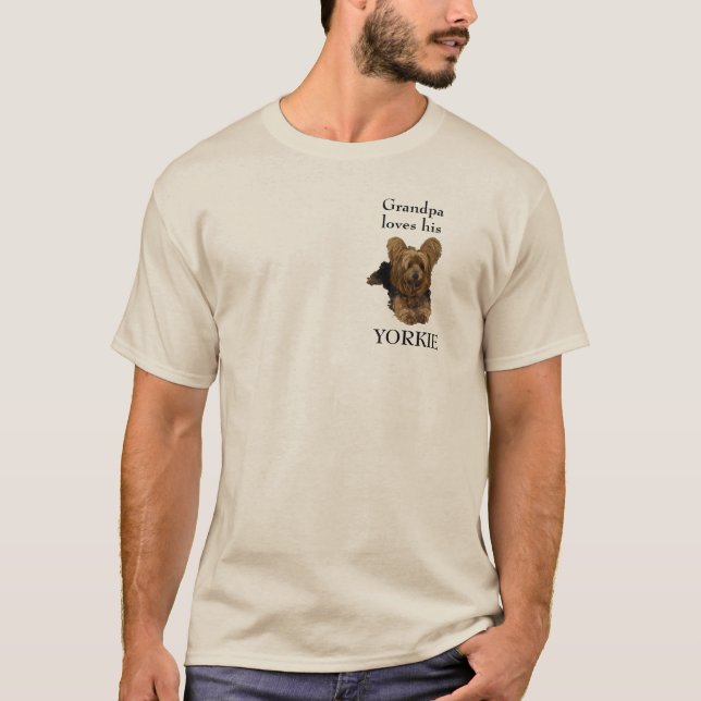 Handsome T-Shirt - Grandpa loves his Yorkie (Front)