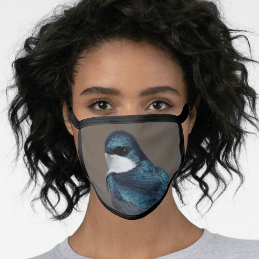 Handsome Tree Swallow Songbird on a Wire Face Mask (Worn Her)